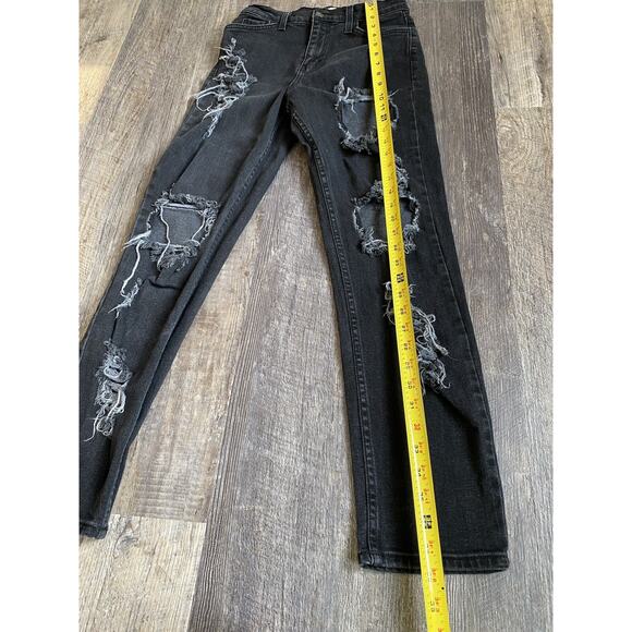 Vibrant Jeans Womens Size 5 Distressed Black Denim Thrashed Vintage USA Made - Picture 9 of 13